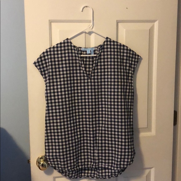 Draper James Tops - Draper James Gingham Popover top navy check Medium